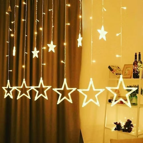 6 Big 6 Small Star LED String Light (Warm White)