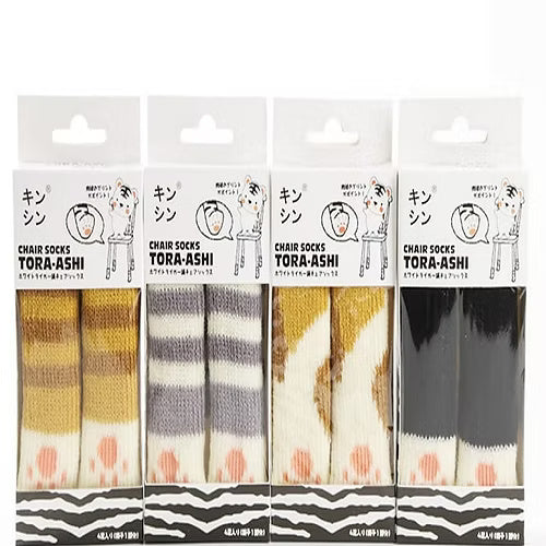 4 Pcs Cat Paw Chair Socks (Random Colors)