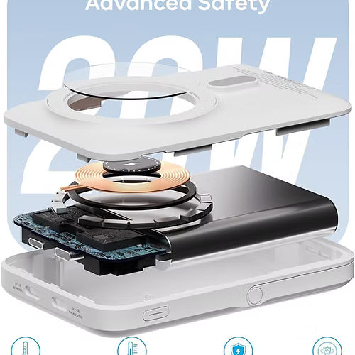 Magnetic Power Bank 10,000mAh with Metal Kickstand, LED Display, 20W Fast Charge