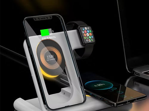 5 in 1 Foldable Charging Dock, 15W, Adjustable Base, Qi Base, with Touchlight