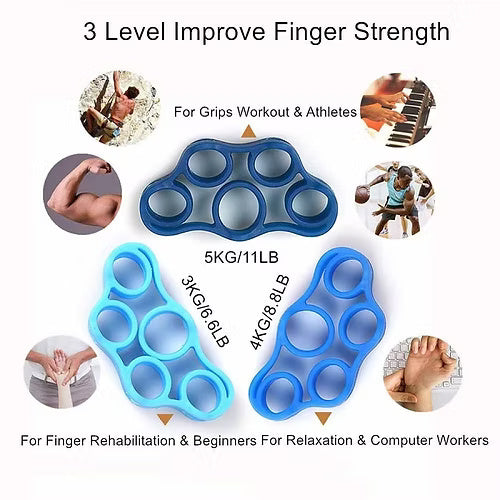 3 Pcs Silicone Finger Strength Exerciser