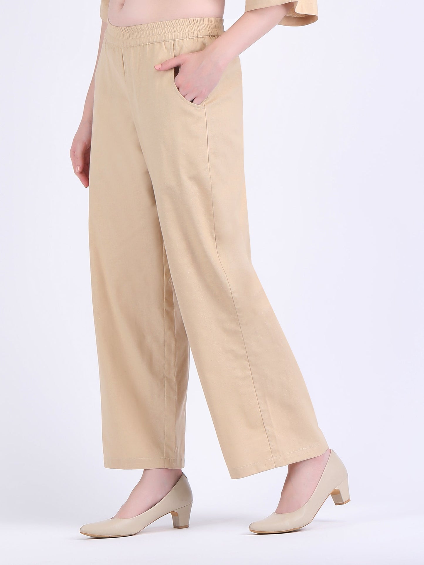 COTTON FLEX COMFORT WEAR COORD SET LIGHT FAWN