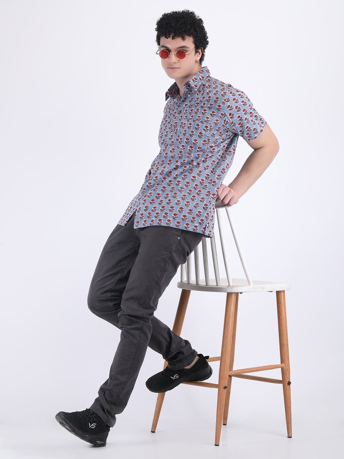 COTTON SUMMER SHIRT BLOCK PRINT IN INDIGO