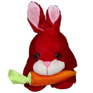Toy Castle Rabbit with Carrot Furry Teddy Animal Soft Toy -| Unique Design and Pattern | Made in India (Red)