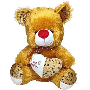 Toy Castle Huggable Cute Smiling Teddy Bear with Red Heart & Bow Tie for Kids, Boys and Girls | Made in India (Brown, Medium)