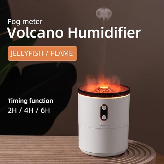 ORLOV Volcano Flame Aromatic Diffuser - Electric Aromatherapy Humidifier for Home, Office, and Bedroom with Essential Oil Diffusion, 2 Mist Modes, 3 Timer Settings & Auto Shut-Off