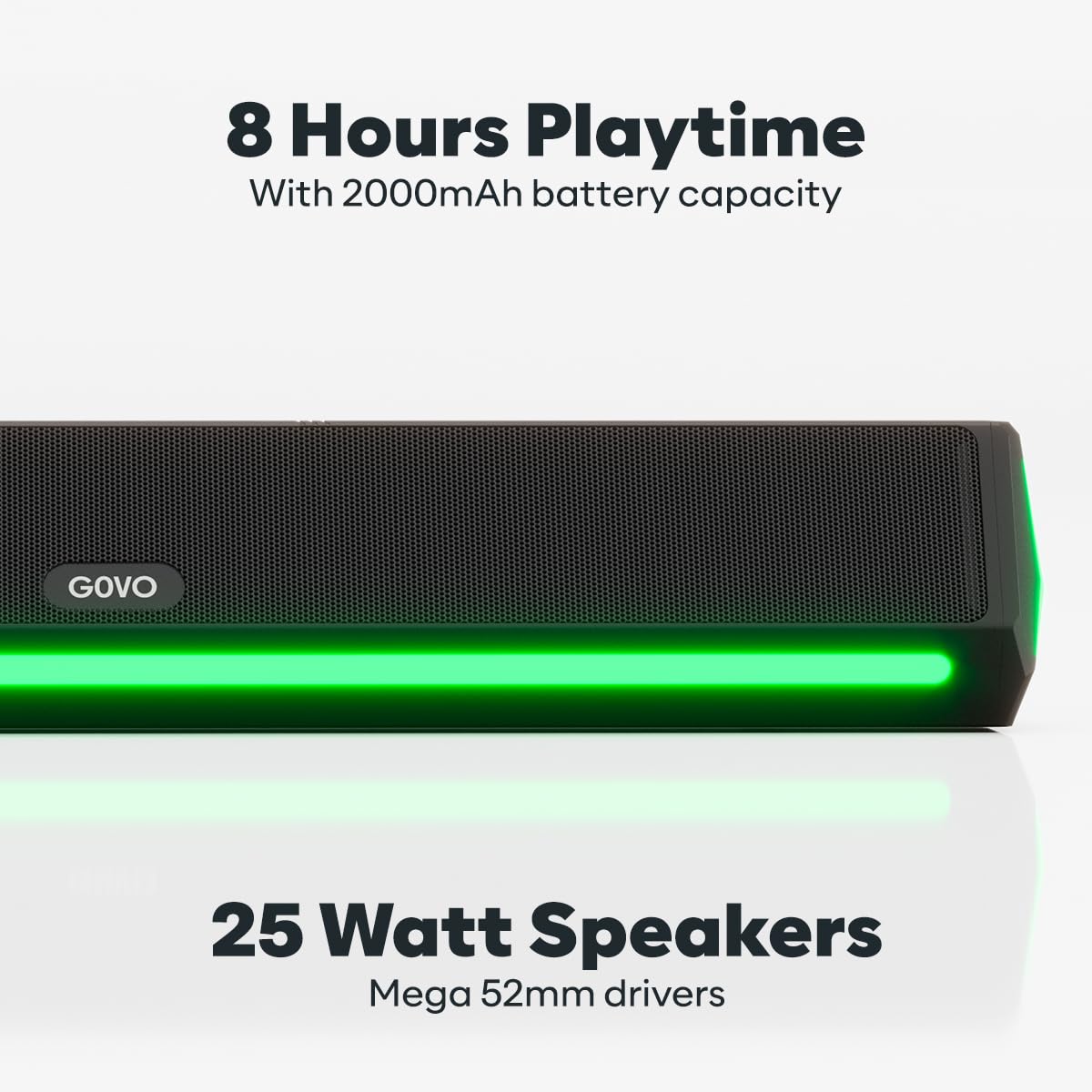 GOVO Gosurround 350| 25W Bluetooth SoundBar, Multicolor Led Lights with TWS, Aux, Bluetooth and USB (Platinum Black)