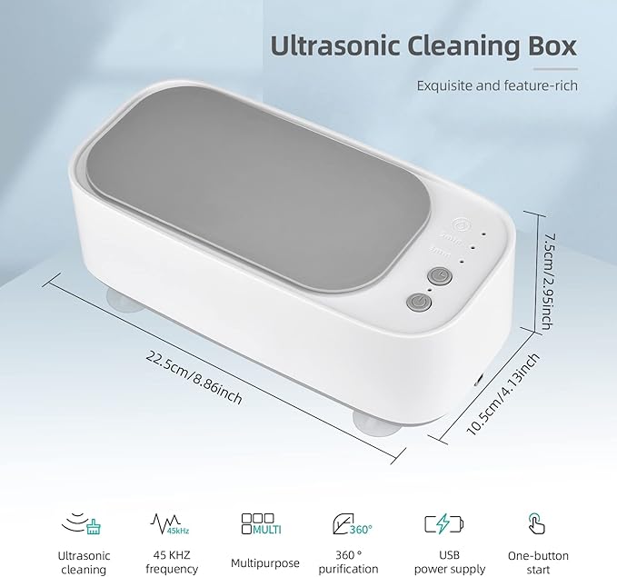 Weigudoc 300 ml Ultrasonic Cleaner, 45000 Hz Ultrasonic Cleaner, 3-time Mode Ultrasonic Cleaner, Suitable for Glasses, Jewellery, Watches, Dentures, etc.