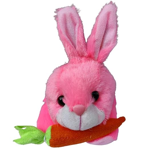 Toy Castle Rabbit with Carrot Furry Teddy Animal Soft Toy | Unique Design and Pattern | Made in India (Pink
