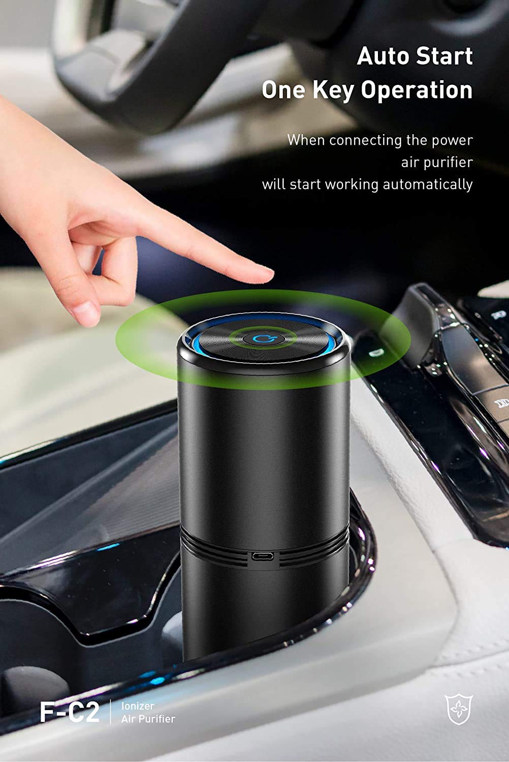 Air Purifier, Car Purifier, 12 Million Negative for Smokers, 27dB Quiet Portable