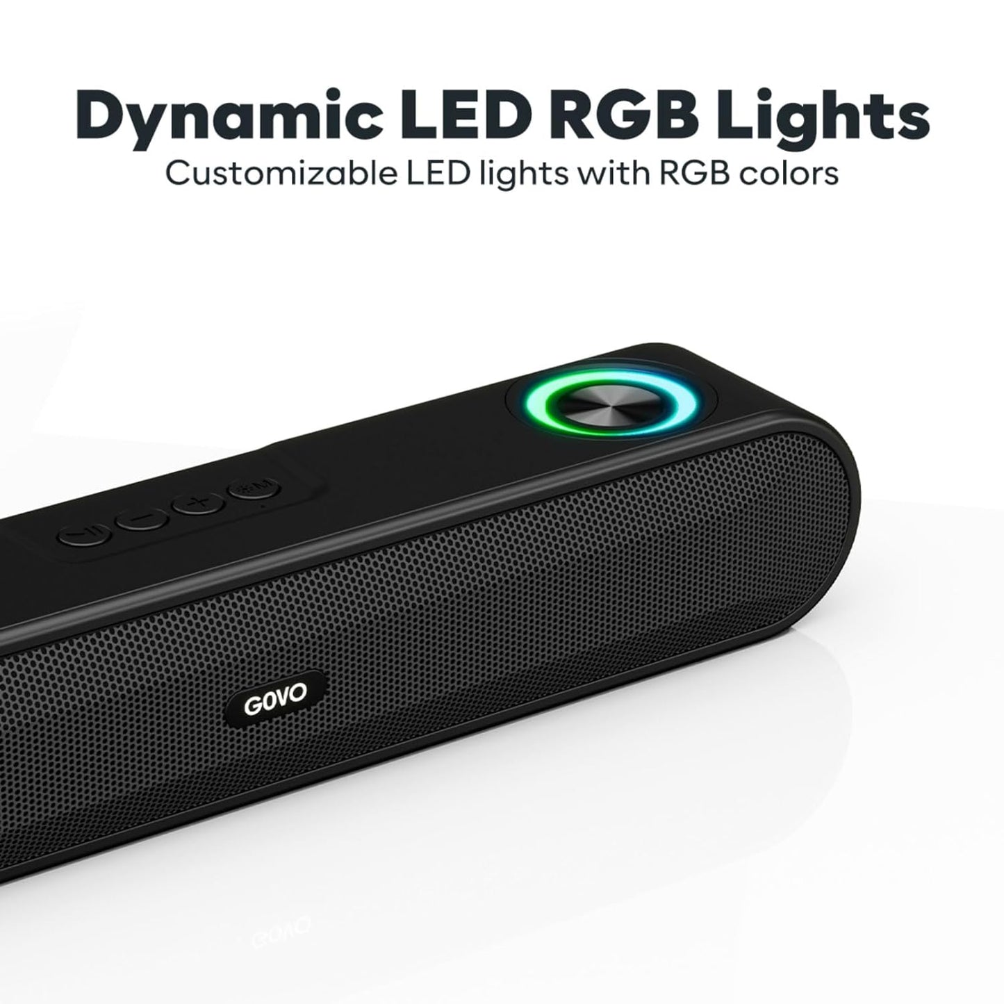 GOVO Gosurround 220 16W Bluetooth Sound Bar 2.0 Channel with 52Mm Drivers, Multicolor Led Lights (Open Box)