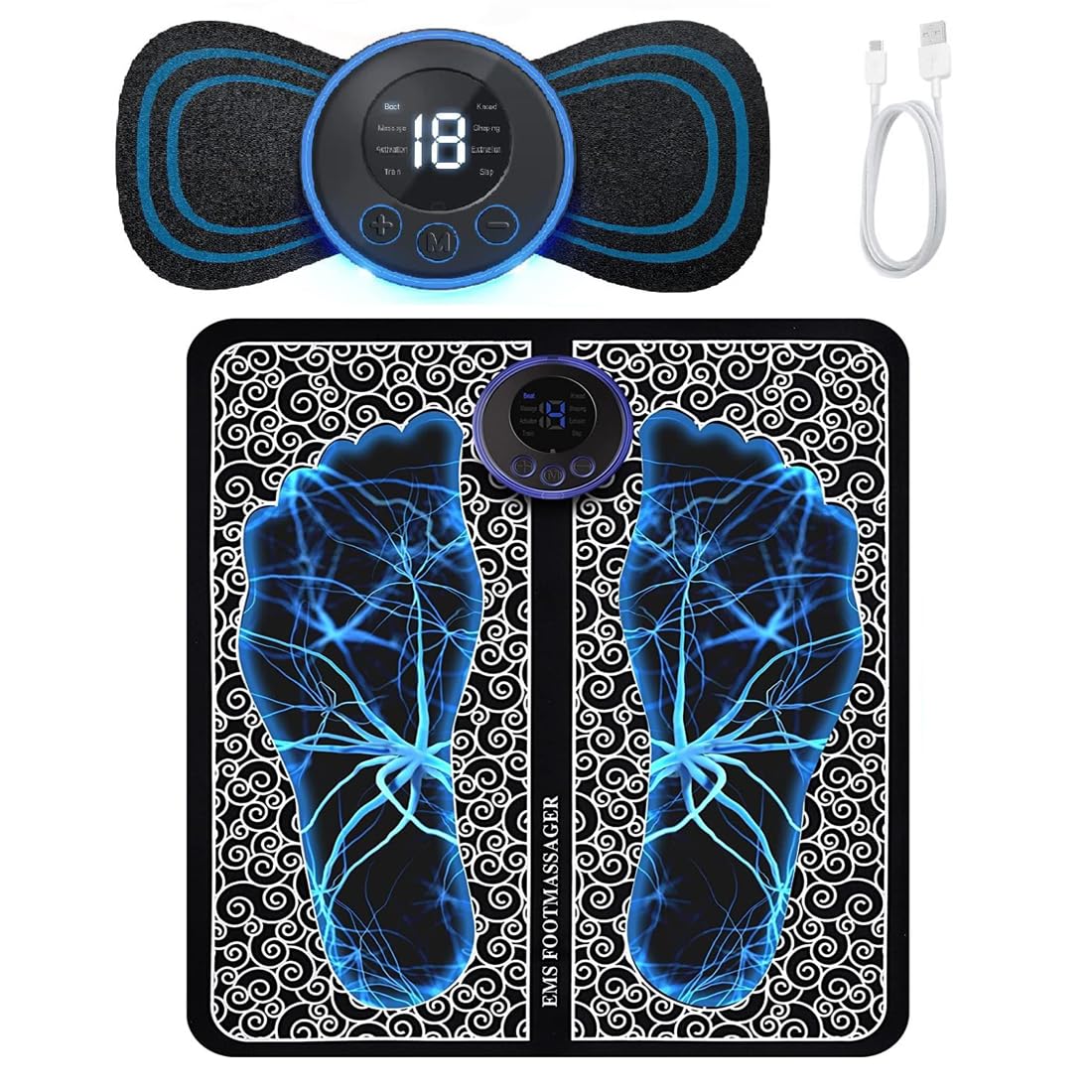 Foot/Body Massager,Portable Wireless Rechargeable Foot and Body Pain Relief EMS