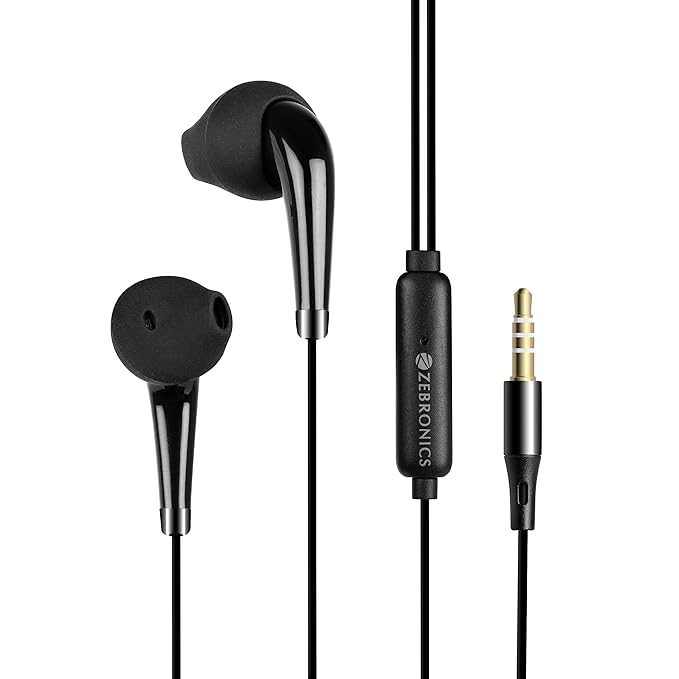 ZEBRONICS Zeb-Calyx Wired Earphone with Mic (Black)