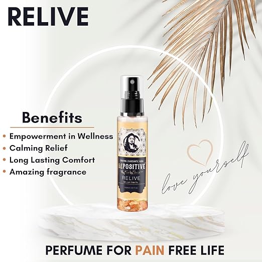 BEPOSITIVE Relive For Pain free life For Men & Women Embrace Wellness and Freedom, Infused with crystals, Long Lasting Perfume, Enhance Auras (100 ml) Pack of 1