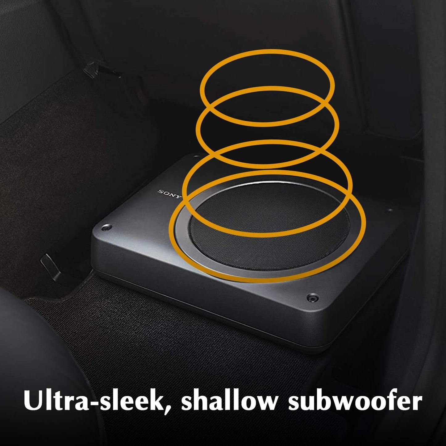 Sony Car Subwoofer XS-AW8 20 cm (8 inch) Active Under Seat Sub Woofer 160W, RMS Power Ultra-Sleek Shallow subwoofer, High-Level Input/Audio-line Input