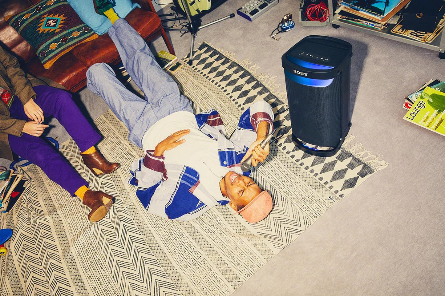 Sony SRS-XP500 Portable Wireless Bluetooth Party Speaker (Karaoke/Guitar Input, IPX4 Splashproof Protection,20hrs Battery,Ambient Light,USB Play &…