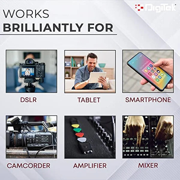 Digitek DWM-101 Wireless Microphone System for DSLR, Camcorder, Smartphone & Tablet