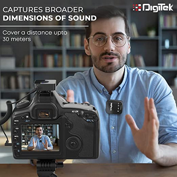 Digitek DWM-101 Wireless Microphone System for DSLR, Camcorder, Smartphone & Tablet