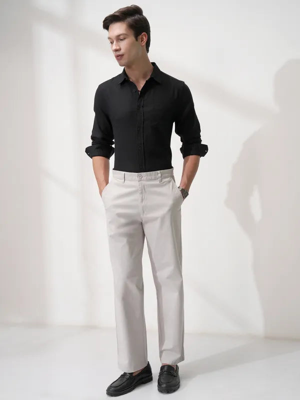 Suburbans Men Black Self Design Slim Fit Casual Shirt