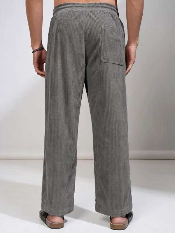 Suburbans  Men Grey Loose Fit Solid Casual Trouser