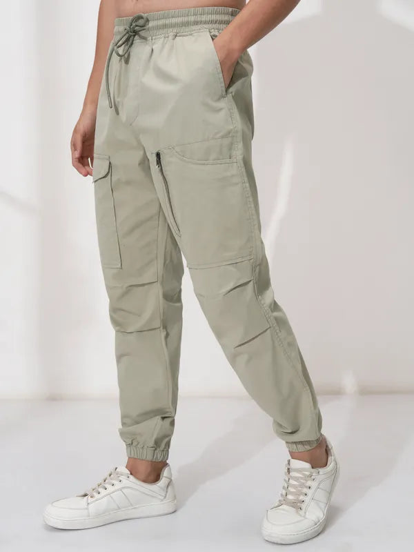 Suburbans Men Grey Solid Straight Fit Joggers