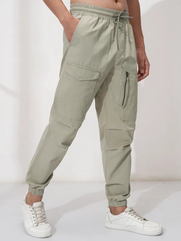 Suburbans Men Grey Solid Straight Fit Joggers