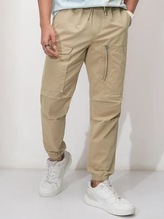 Suburbans  Men Brown Solid Straight Fit Joggers