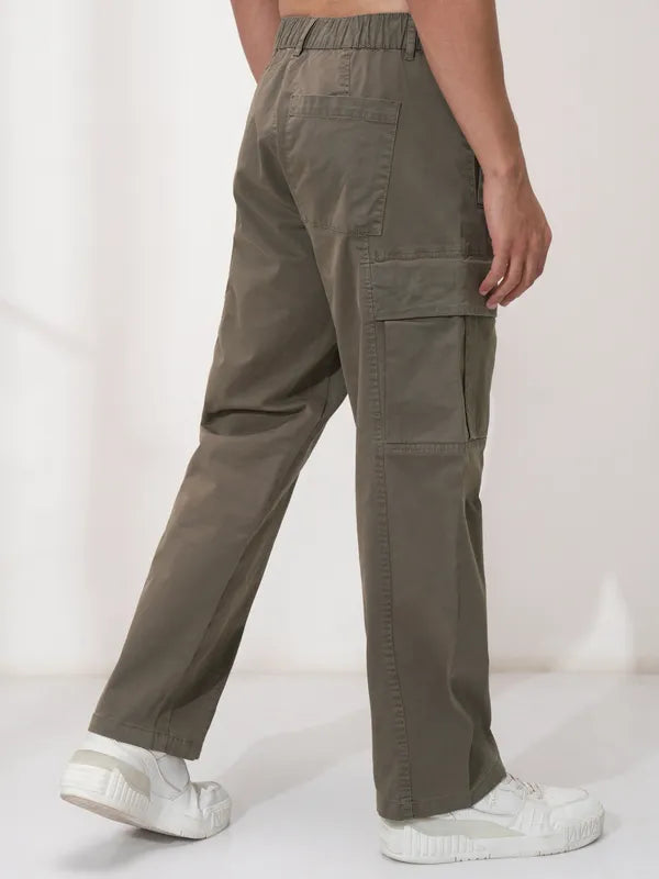 Suburbans  Men Brown Solid Straight Fit Cargos