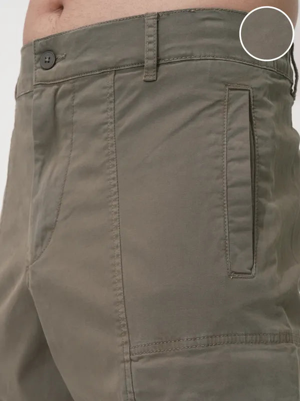 Suburbans  Men Brown Solid Straight Fit Cargos