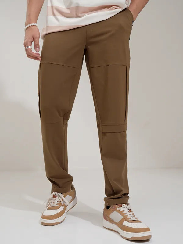 Suburbans  Men Brown Relaxed Fit Solid Cargos