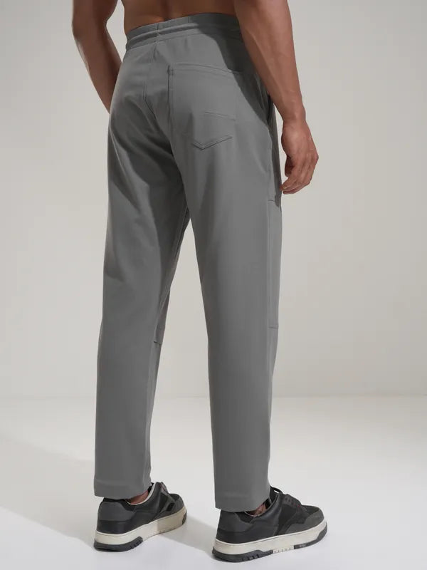 Suburbans  Men Grey Relaxed Fit Solid Casual Trouser