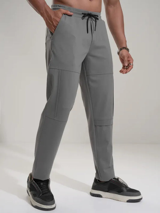 Suburbans  Men Grey Relaxed Fit Solid Casual Trouser