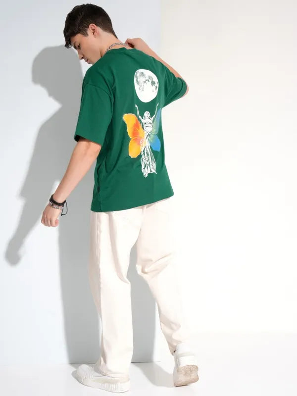 Suburbans Men Green Printed Round Neck T-Shirt