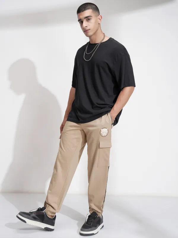 Suburbans  Men Nude Black Panther Relaxed Fit Solid Cargos