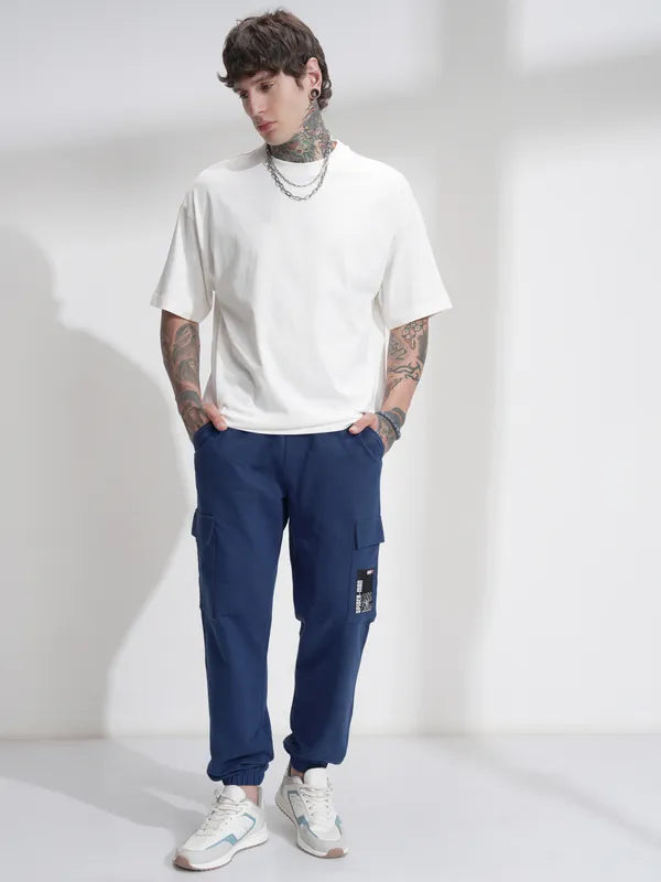 Suburbans Men Navy Blue Spider-Man Relaxed Fit Solid Cargos
