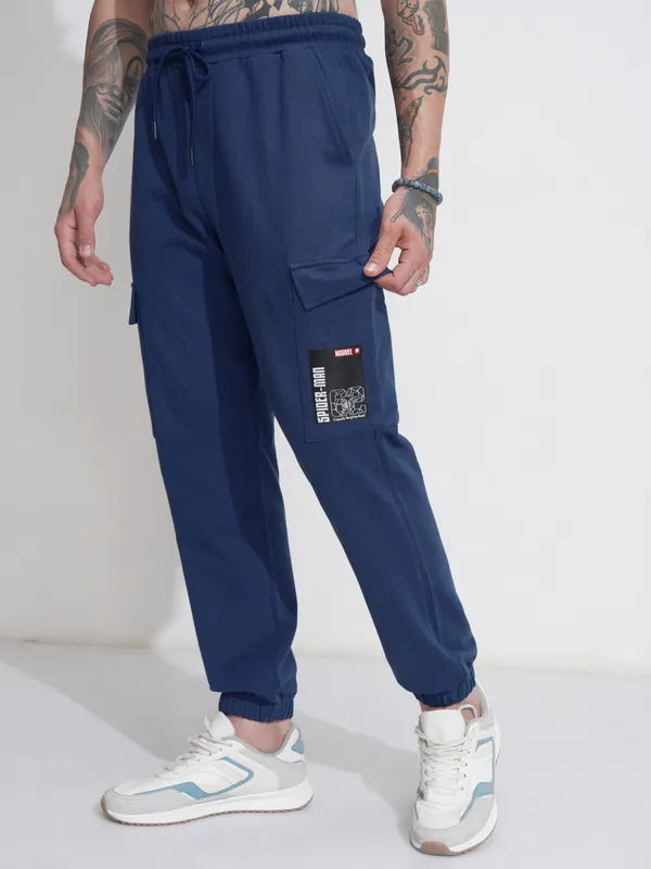 Suburbans Men Navy Blue Spider-Man Relaxed Fit Solid Cargos