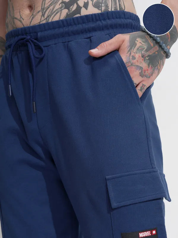 Suburbans Men Navy Blue Spider-Man Relaxed Fit Solid Cargos