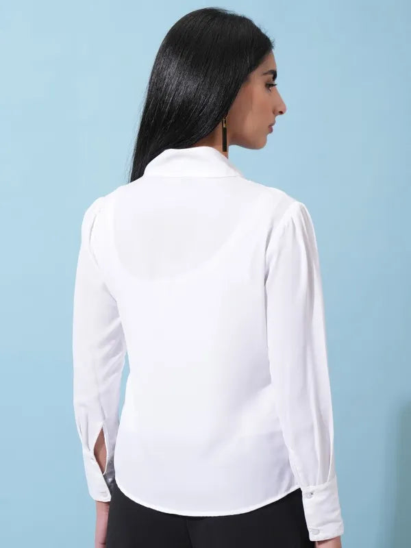 Suburbans  Women White Solid Casual Shirts