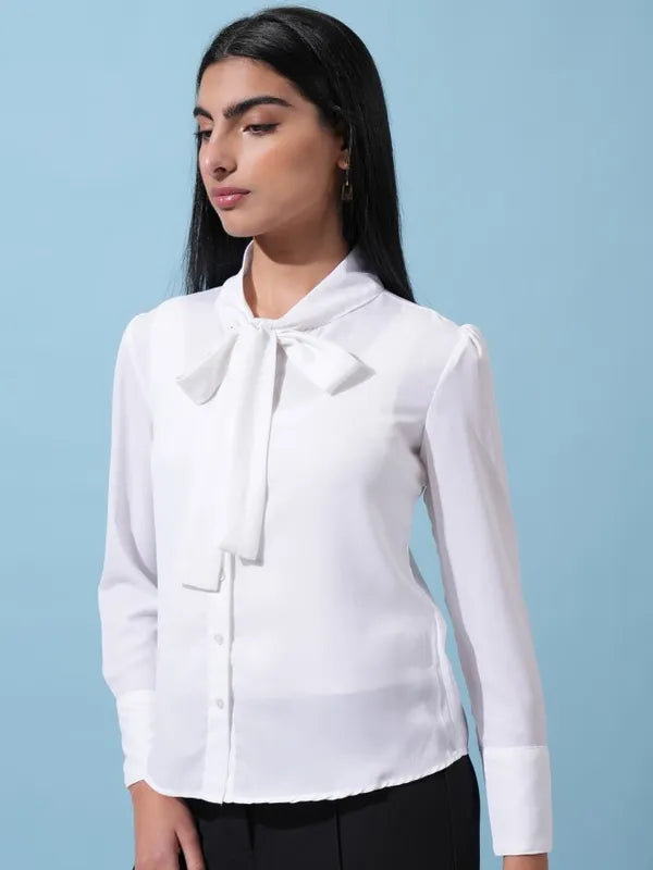 Suburbans  Women White Solid Casual Shirts