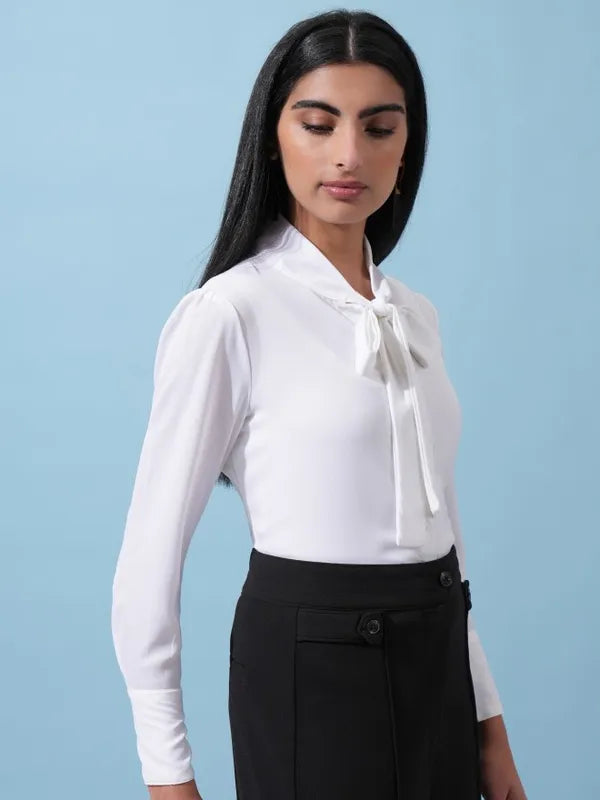 Suburbans  Women White Solid Casual Shirts