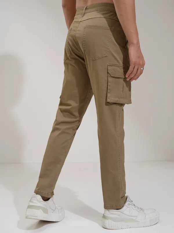 Suburbans Men Grey Regular Fit Solid Chinos