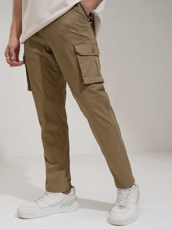 Suburbans Men Grey Regular Fit Solid Chinos