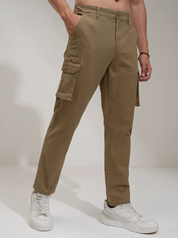 Suburbans Men Grey Regular Fit Solid Chinos