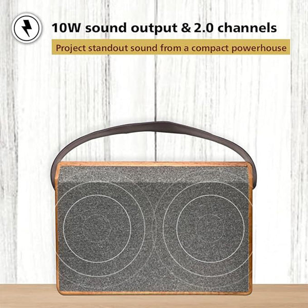 Philips Audio TAS2218/94 10W 2.0 Ch Bluetooth Speaker with Retro Wooden Design