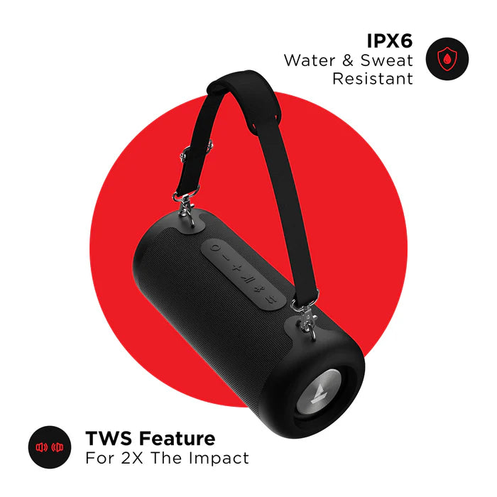 Boat Stone 1350 with Upto 5 Hours Playback Time, Passive Radiatior and IPX6 30 W Bluetooth Speaker Black