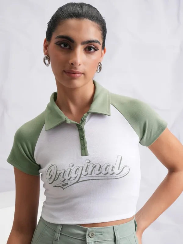 Suburbans Women White Printed Fitted Tops