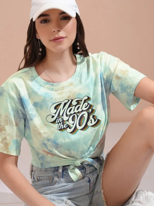 Suburbans Women Green Printed Regular Top