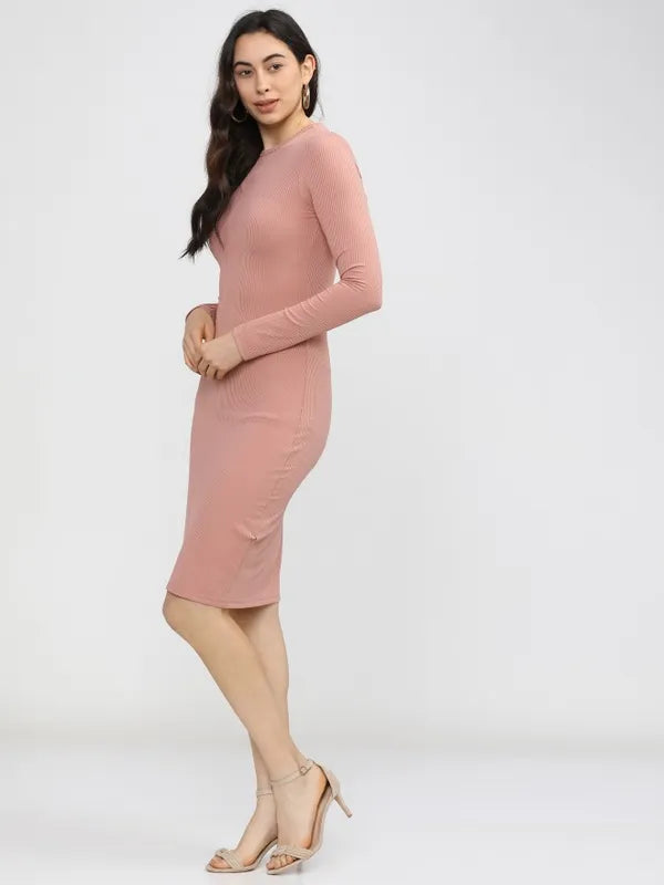 Suburbans Women Pink Solid Bodycon Dresses