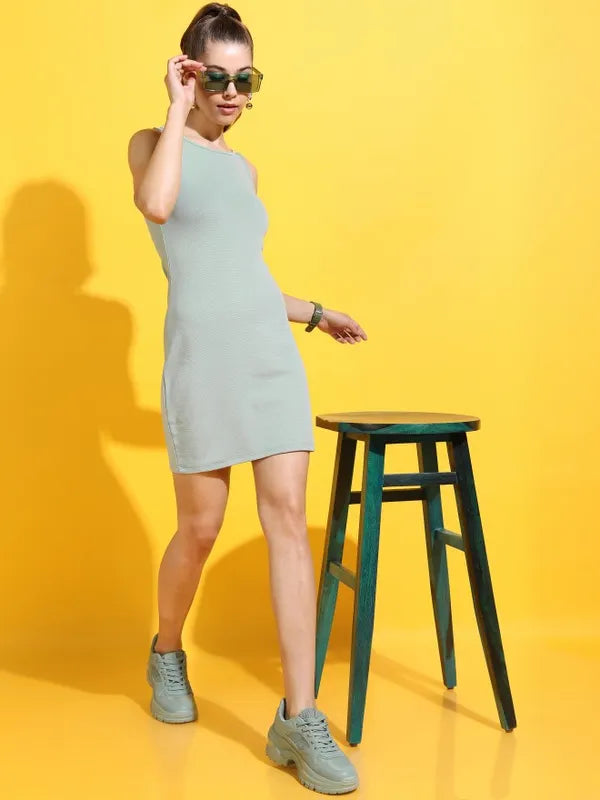 Suburbans   Women Green Solid Bodycon Dresses