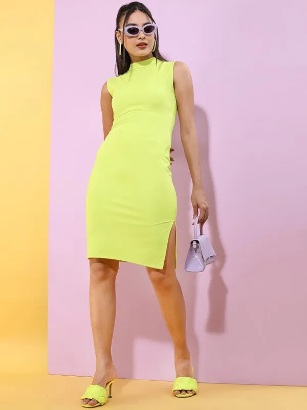 Suburbans  Women Green Solid Bodycon Dresses